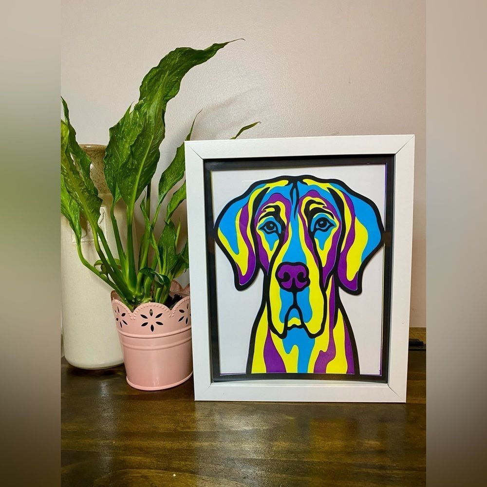 3D Great Dane Multicolor Shadowbox